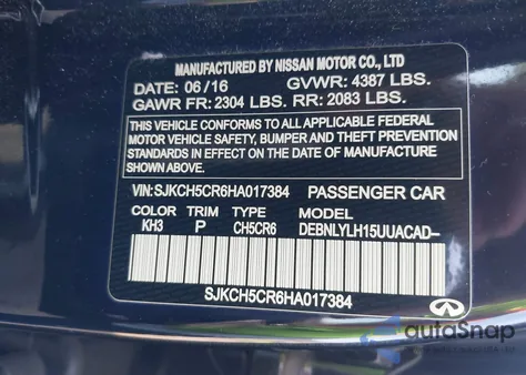 2017 Infiniti Qx30 Premium z USA, uszkodzony, nr VIN SJKCH5CR6HA017384